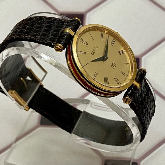 Rare Vintage Gucci 2000M Swiss Timepiece Stacked Watch Red & Green New Strap - Picture 6 of 16